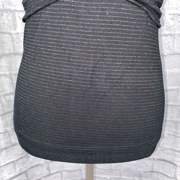 Forever 21 brand new bodycon stripe tank w/shimmer stripes, drape rouge top sz L - Picture 2 of 8